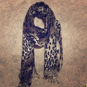 Black & Gray Leopard Scarf